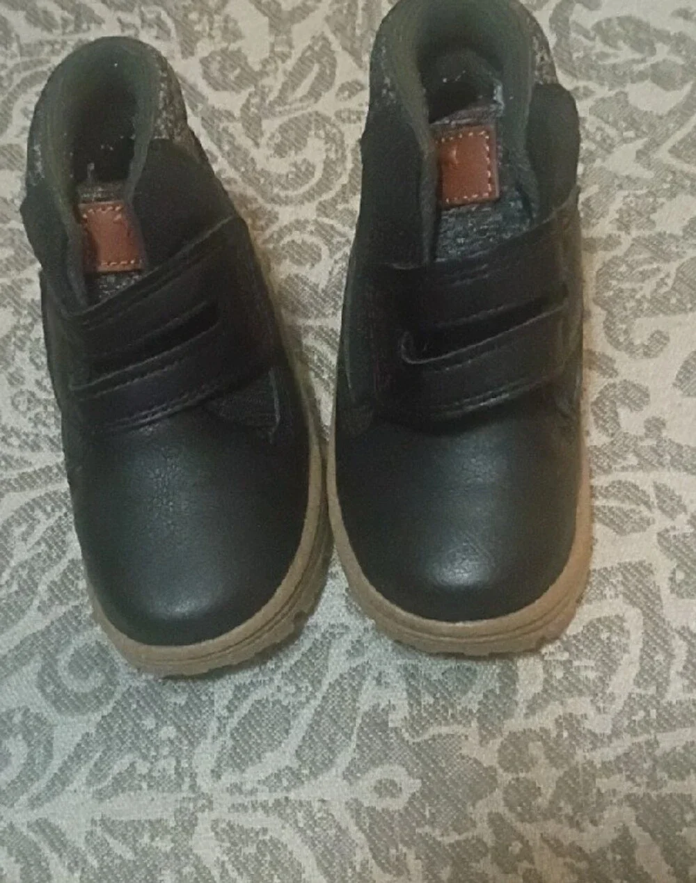 Carter's Black and Tan Toddler Hook-and-Loop Ankle Boots. 6